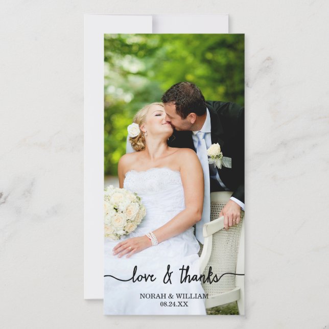 Love & Thanks Wedding Thank You Photo Card (Front)