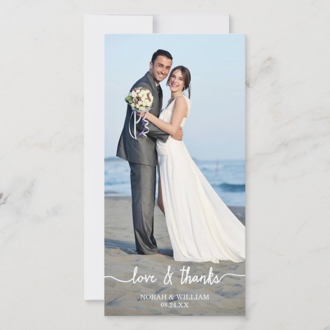 Love & Thanks Wedding Thank You Photo Card (Front)