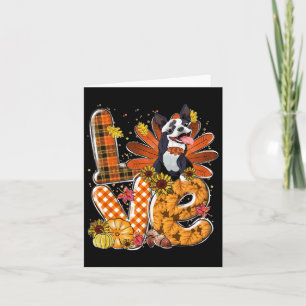 Love Thanksgiving Cute Boston Terrier Turkey Pumpk Card