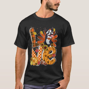 Love Thanksgiving Cute Boston Terrier Turkey Pumpk T-Shirt