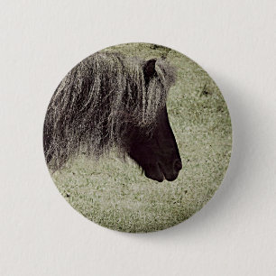 Love That Long Mane, Mini Mare, Grunge 6 Cm Round Badge