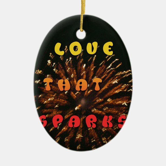 Love That Sparks Abstract Art Design Print Ceramic Tree Decoration (Front)