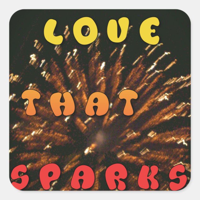 Love That Sparks Abstract Art Design Print Square Sticker (Front)
