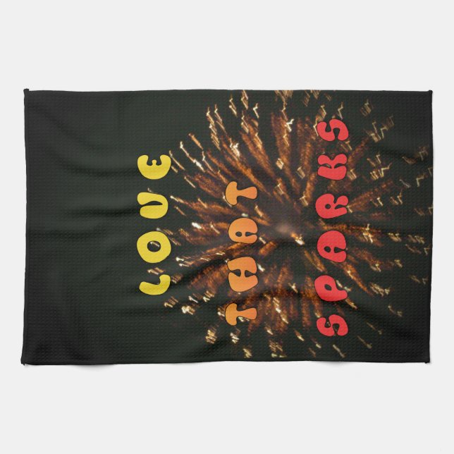 Love That Sparks Abstract Art Design Print Tea Towel (Horizontal)