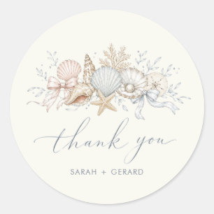 Love & The Beach Wedding Thank You Classic Round Sticker