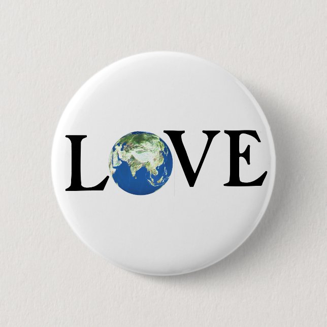 LOVE THE EARTH 6 CM ROUND BADGE (Front)