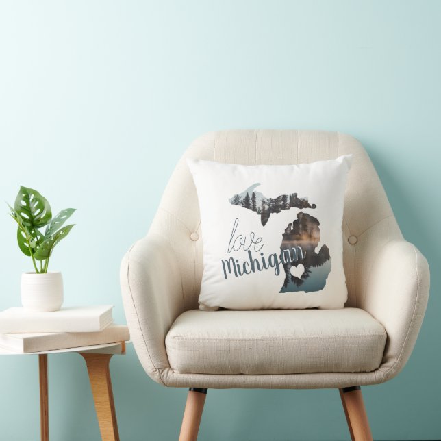 Love The Home State Of Michigan Silhouette Cushion (Chair)