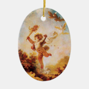 LOVE THE JESTER CUPID MONOGRAM Orange Agatha Ceramic Tree Decoration