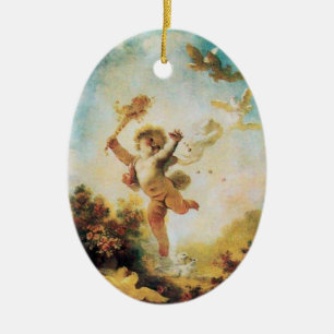 LOVE THE JESTER, CUPID MONOGRAM Orange Agatha Ceramic Tree Decoration