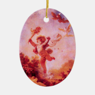 LOVE THE JESTER MONOGRAM Red Ruby Ceramic Tree Decoration