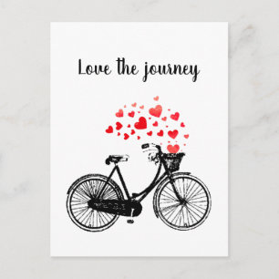 Love the Journey Inspirational Bike with Hearts Postcard