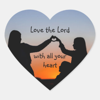 Love the Lord with all Your Heart Sunset Heart Sticker