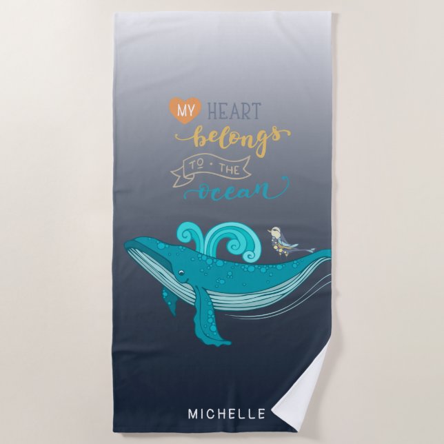 Love the ocean | Monogram Beach Towel (Front)