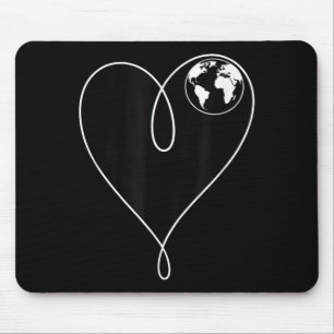 Love the planet earth heart globe minimalist mouse pad