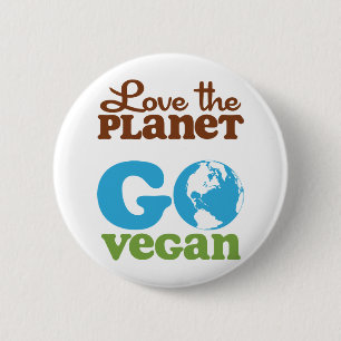 Love the Planet Go Vegan 6 Cm Round Badge