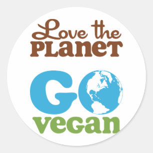 Love the Planet Go Vegan Classic Round Sticker