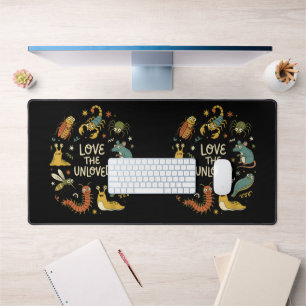 Love The Unloved Cute Cartoon Insects Funny Quote Desk Mat