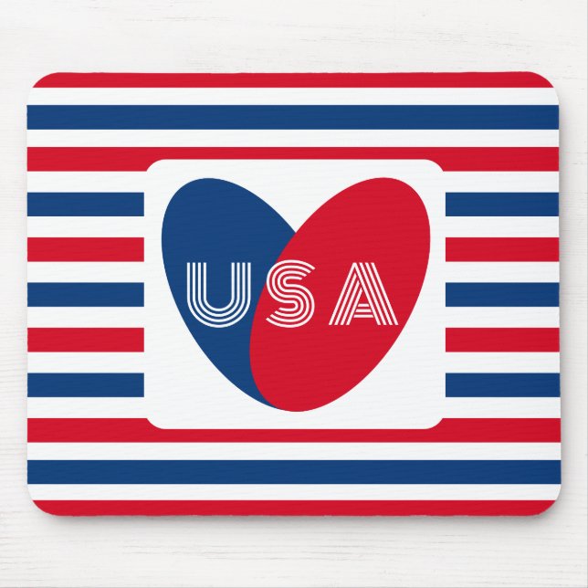 Love the USA Patriotic Red White Blue Fun Heart Mo Mouse Pad (Front)