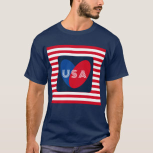 Love the USA Patriotic Red White Blue Fun Heart T-Shirt