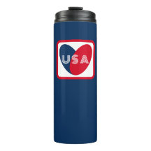Love the USA Patriotic Red White Blue Simple Heart