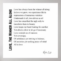 Love the winner all along poem poetry poster 