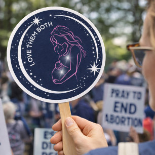 Love Them Both Pro-Life Church or Event Hand Fan