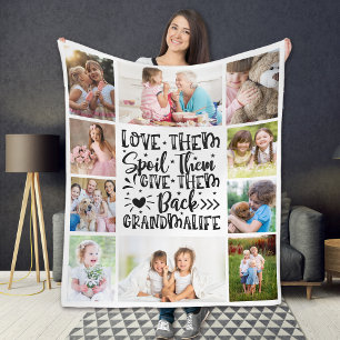 Love Them Spoil Them Grandmalife Photo Collage Fleece Blanket