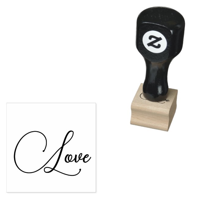 Love Themed Wooden Rubber Stamp (Stamped)