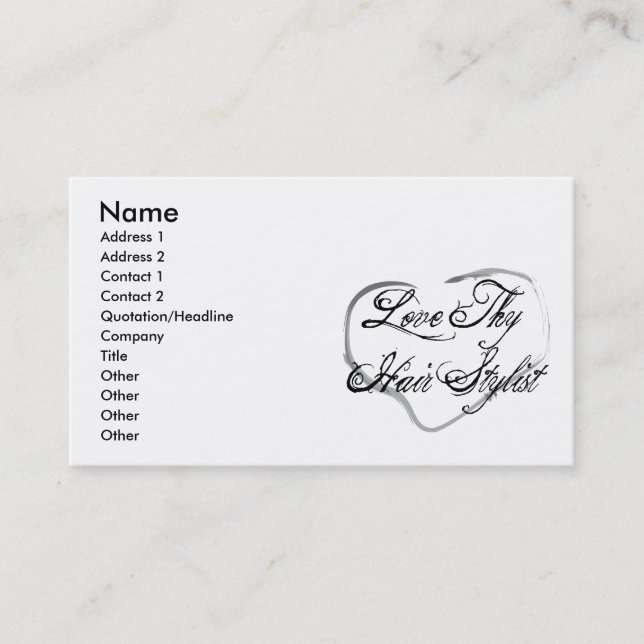 Love Thy Hair Stylist Business Card (Front)