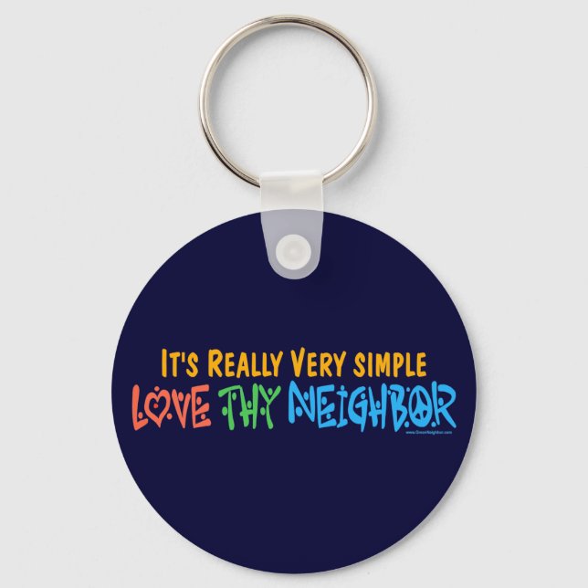 Love Thy Neighbour - Heart, Peace Sign Key Ring (Front)
