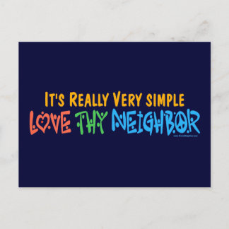 Love Thy Neighbour - Heart, Peace Sign Postcard