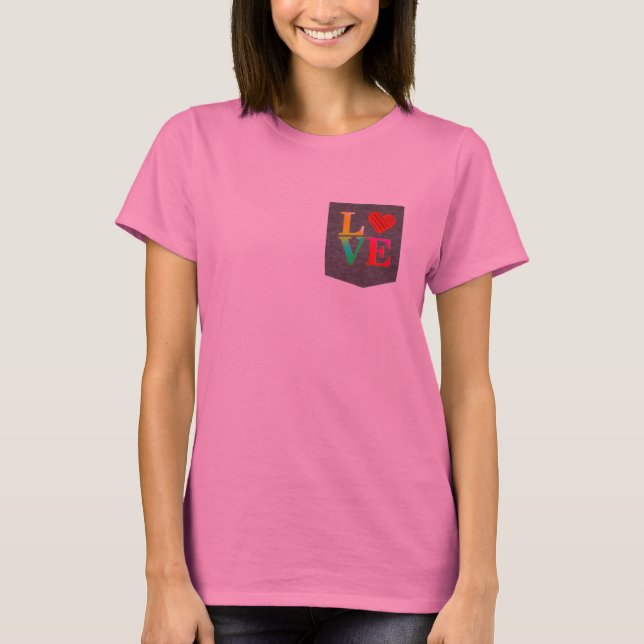 love Tie-dye camouflage fake pocket love 70s shirt (Front)