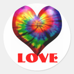 LOVE TIE DYE HEART STICKER!! CLASSIC ROUND STICKER
