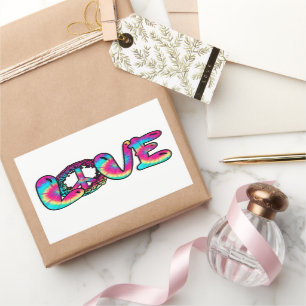 Love tie-dye rectangular sticker