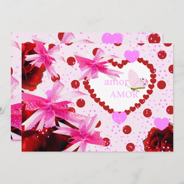 Love ties and hearts for lovers invitation (Front/Back)
