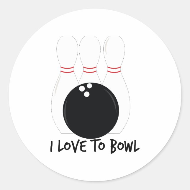 Love To Bowl Classic Round Sticker (Front)