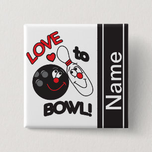 Love to Bowl   Personalise 15 Cm Square Badge