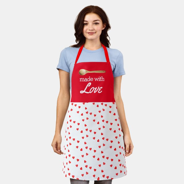 Love to Cook Red and White  Apron (Worn)