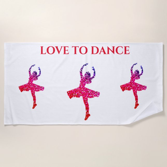 LOVE TO DANCE beach towel. Towel (Front)