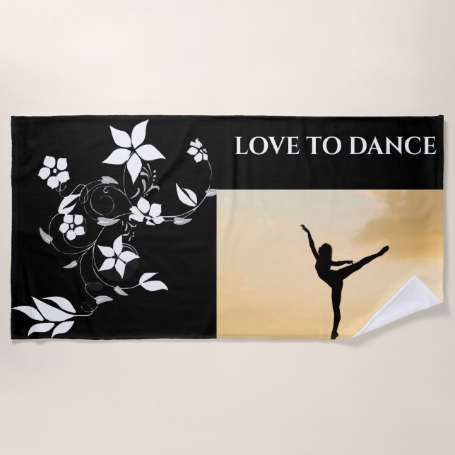"LOVE TO DANCE" beach towel. Towel (Front)