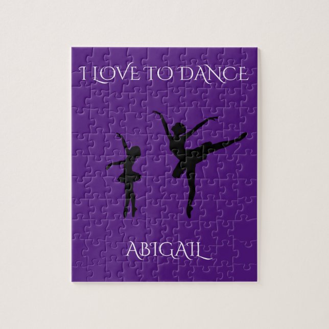 "Love to dance" puzzle with personalised name. (Vertical)