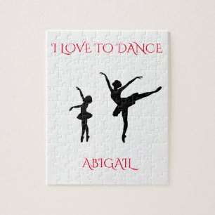 "Love to dance" puzzle with personalised name.