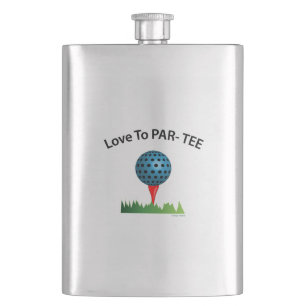 Love to Par-Tee, Funny Golf Quote Hip Flask