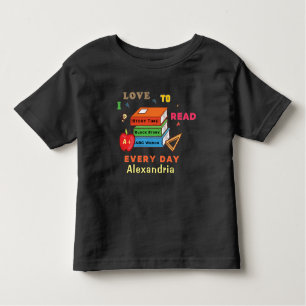 Love To Read Books Reader Reading Personalise Toddler T-Shirt