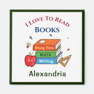 Love To Read Books Reader Reading Personalize Magnet