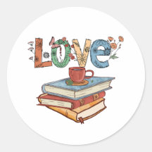 Love to Read Books Round Sticker