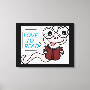 "LOVE TO READ" BOOKWORM CANVAS PRINT