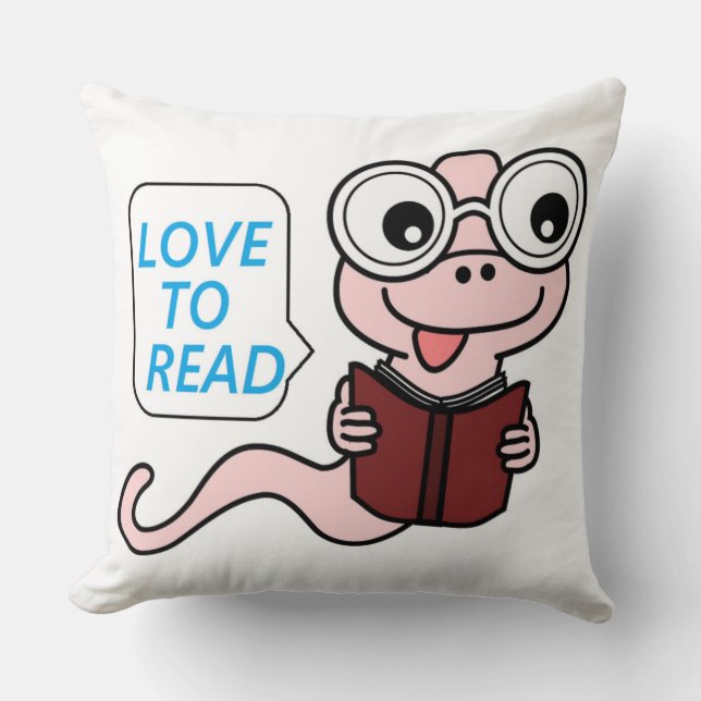 "LOVE TO READ" BOOKWORM CUSHION (Front)