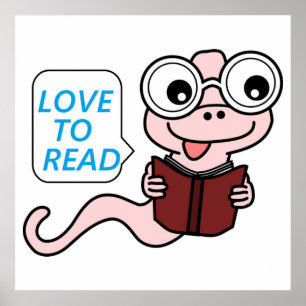 "LOVE TO READ" BOOKWORM POSTER