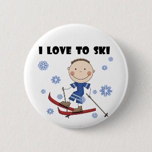 Love to Ski - Boy Tshirts and Gifts 6 Cm Round Badge